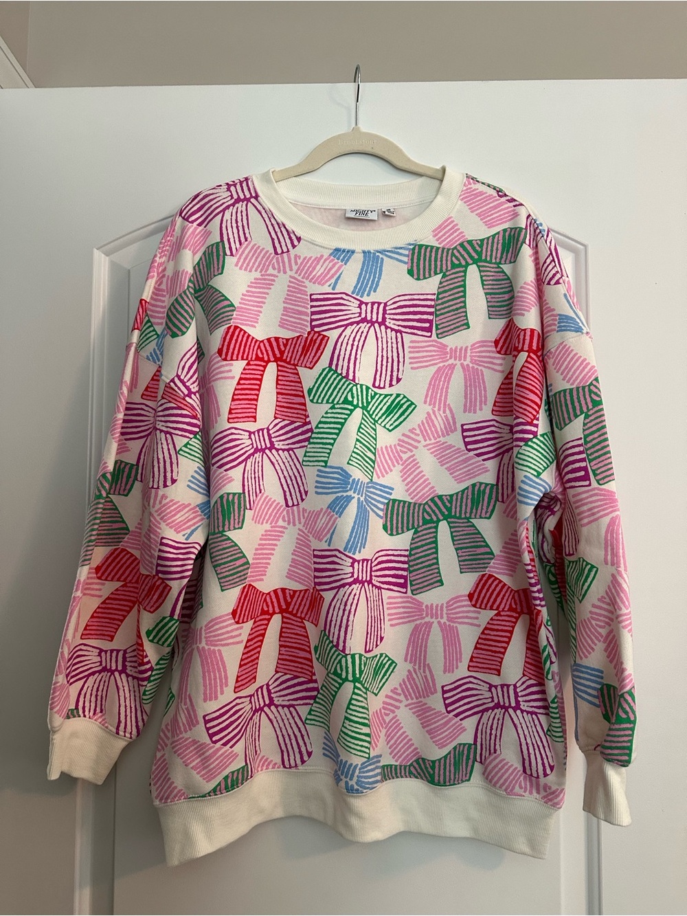 Bow Pattern Sweatshirt - Pink, Red, Green, Blue, Purple